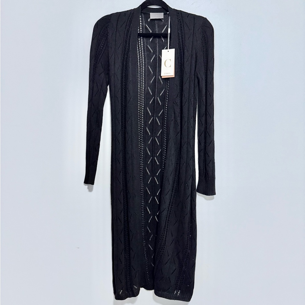 Cyrus NY Black Knit Long Cardigan SZ.M